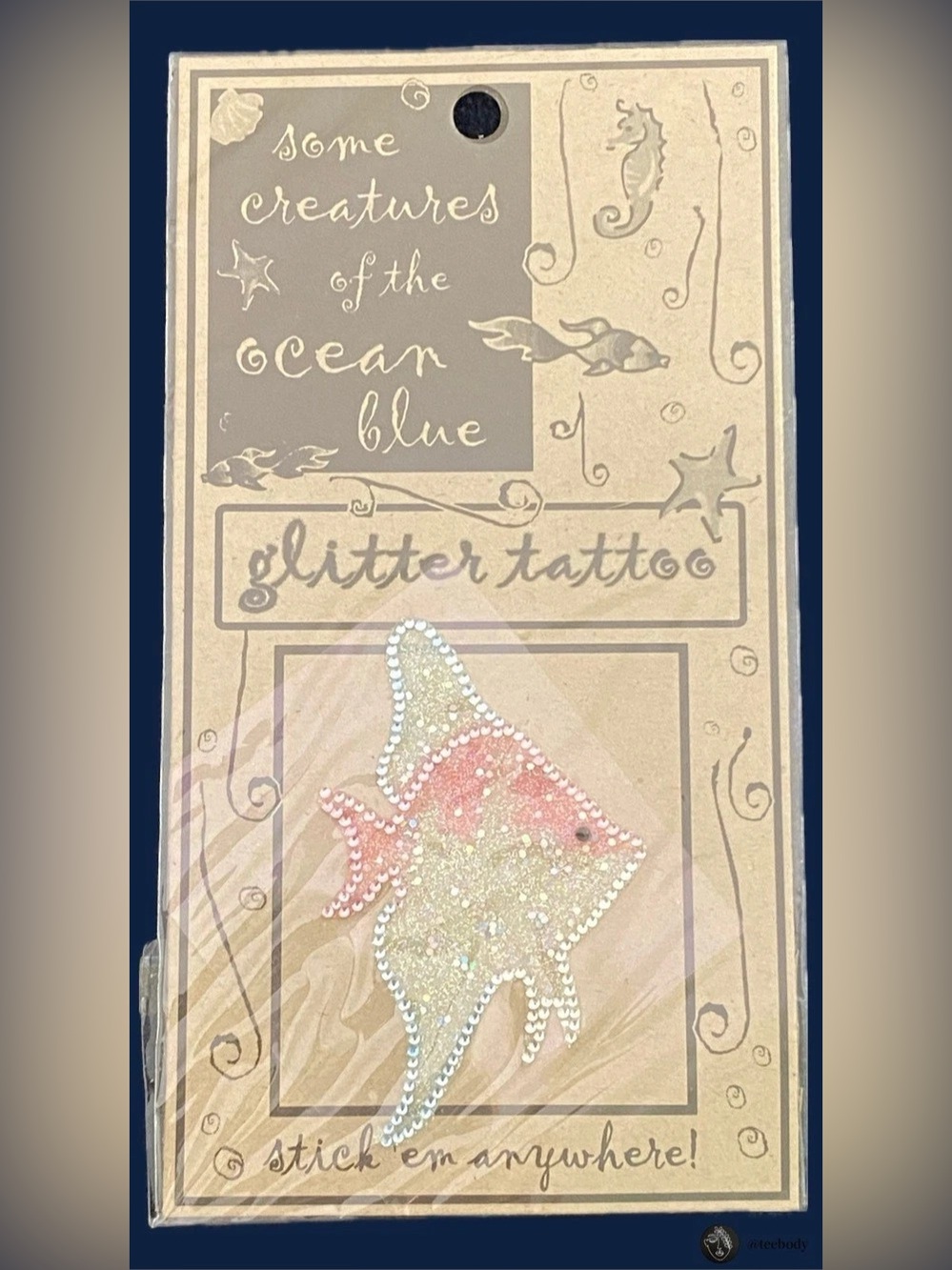 VTG Y2K World End Imports Glitter Tattoo Ocean Angelfish NOS